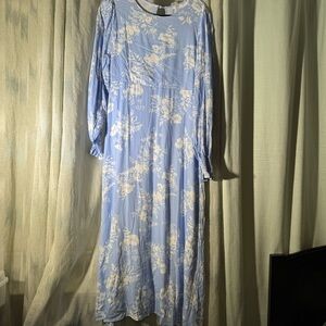NWT Ardene Viral Light Blue Floral Long Sleeve Modest Dress New with Tags